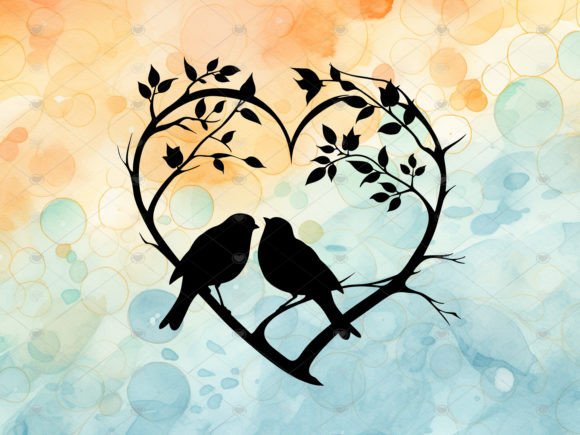 Download Two Love Birds Decal Silhouette PNG SVG - Birds Collection