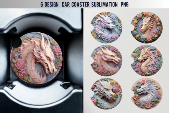 Download Dragon Car Coaster Sublimation Designs - Sublimation design Collection