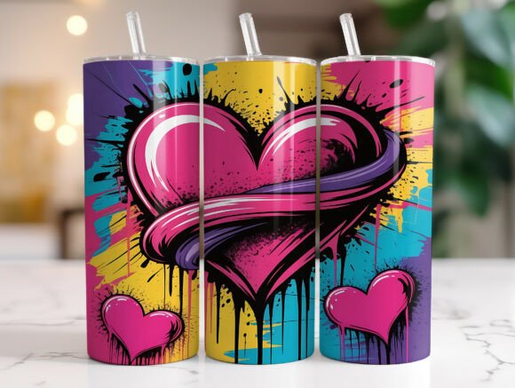 Download Heart Splash Valentine 20oz Tumbler Wrap - Heart splash Collection