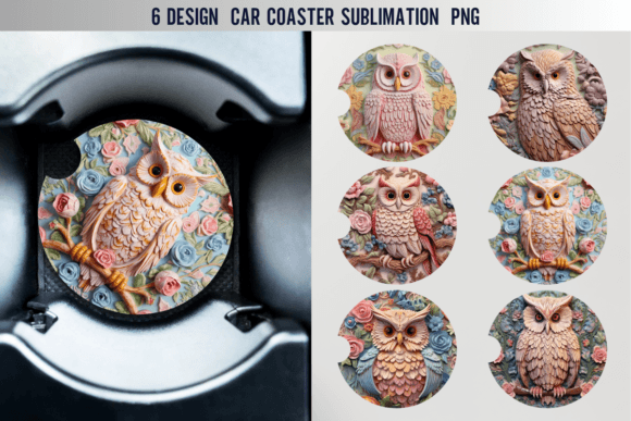 Download Owl Car Coaster Sublimation Designs - Sublimation design Collection