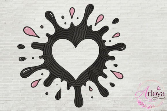 Download Heart Splash Embroidery Design - Heart splash Collection
